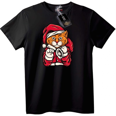 NOONEBRAND Тениска Дядо Коледа Котка - 2XL, White