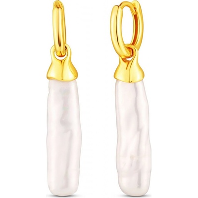 JwL Luxury Pearls Visací zlacené náušnice se sladkovodní perlou 2v1 JL0855