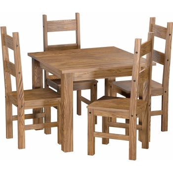 IDEA nábytek Jídelní stůl 92x92 + 4 židle EL DORADO dub antik