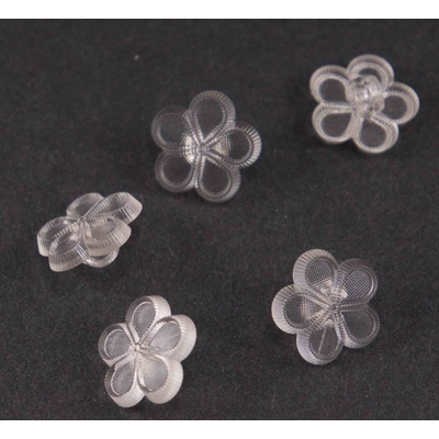 Detský gombík - smotanová kvietka - transparentná - priemer 1,3 cm