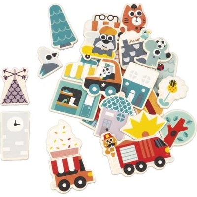 Janod Дървени магнити В града 24 бр