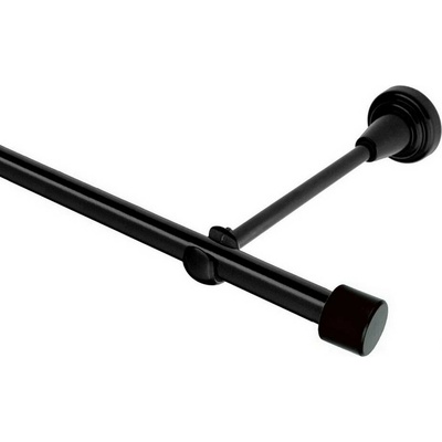 OK-GarnýžeCZ Garnýž kovová jednořadá 16mm Pullo černá 480 cm do stropu / kroužky s žabkou
