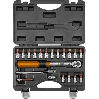 NEO Tools sada klíč momentový 1/4\" 5-25Nm, příslušenství v kufru 08-821