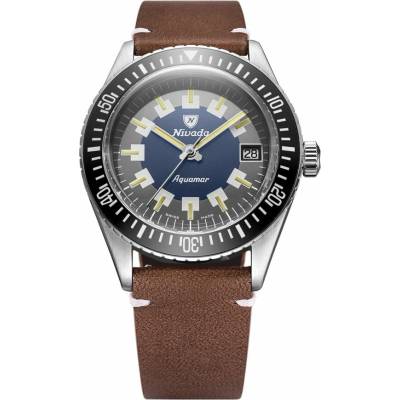 Nivada Grenchen Aquamar Vintage - Brown Leather White Stitching