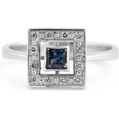 PRSTEN SE SAFÍREM A BRILIANTY