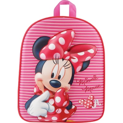 Dětský 3D batoh Minnie Mouse růžový pruhovaný 31 cm