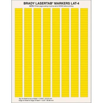 Brady LAT-4-747-10-YL / 029786, LaserTab Laser Printable Labels, 20.32 mm x 6.35 mm (29786)