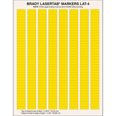 Brady LAT-4-747-10-YL / 029786, LaserTab Laser Printable Labels, 20.32 mm x 6.35 mm (29786)