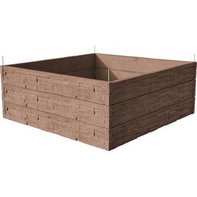 Barigadi Vyvýšený záhon betónový 200 x 200 cm výška 75 cm vzor štiepaný kameň hnedá