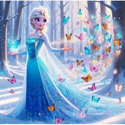 Norimpex - Puzzle Diamant painting: Ice princess with magical butterflies 30x40cm - 1 - 39 piese