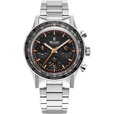 Nivada Grenchen Chronoking Meca Inter. Bezel Bracelet Flat Link