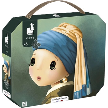 Janod Детски пъзел Janod - Момичето с перлената обица, 100 части (J02551)