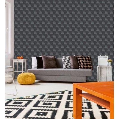 DIMEX ART Луксозна флизелинова тапета черни 3d кубчета вертикално