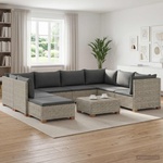 vidaXL 9 бр. Комплект ратанови мебели с възглавници GENDT Кубу сив (3429865)