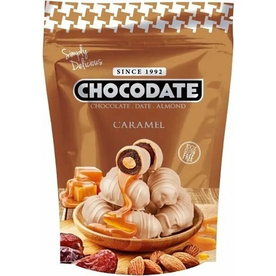 DUBAJ Chocodate čokodatle s mandlí a karamelem v dvoubarevné čokoládě 90 g