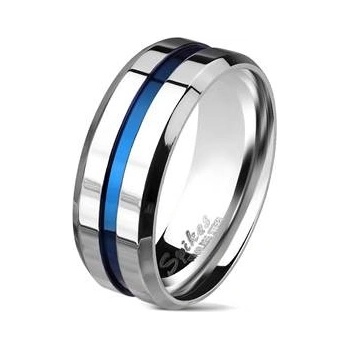 Šperky4U Ocelový prsten s modrým pruhem OPR1720