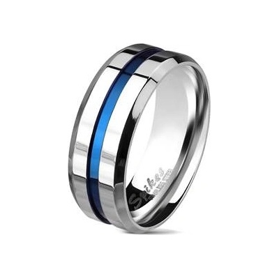 Šperky4U Ocelový prsten s modrým pruhem OPR1720