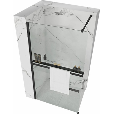 Rea Душ параван Rea Aero Black Mat 80 с рафт и закачалка EVO (KPL-K0581)