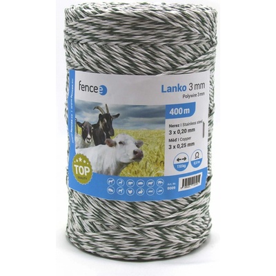 Lanko zeleno bílé - 3mm/400m - FENCEE