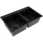 Böhm Двойна кухненска мивка BOHM BH7849DB Nano Black SUS304 780×490×215 мм (17113) Мивка за вграждане
