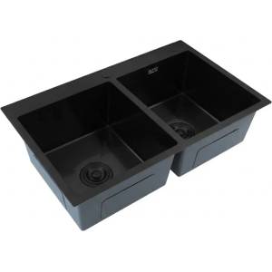Böhm Двойна кухненска мивка BOHM BH7849DB Nano Black SUS304 780×490×215 мм (17113) Мивка за вграждане