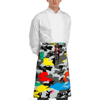 Egochef Kuchárska zástera nízka s vreckom farebný maskáč 70 x 70 cm