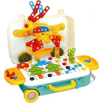 KIK KX7838_4 Mozaika puzzle plastové bloky + skrutkovač 258 ks