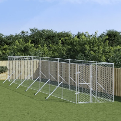vidaXL Venkovní psí kotec stříbrný 200 x 1400 x 200 cm