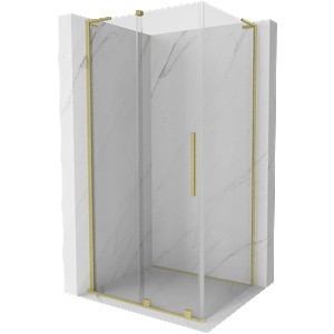Mexen Velar L плъзгаща се душ кабина 100 x 70 cm, прозрачна, златна четкована - 871-100-070-03-55 (871-100-070-03-55)
