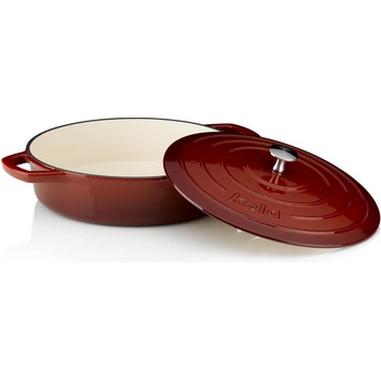 Kela 28 см червена плитка чугунена тенджера с капак KELA от серия Calido