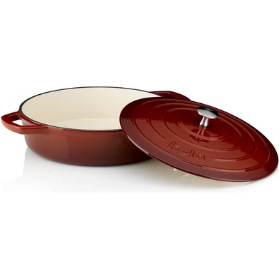 Kela 28 см червена плитка чугунена тенджера с капак KELA от серия Calido