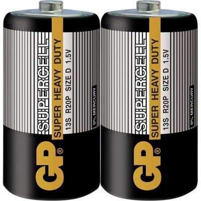GP Batteries Цинк карбонова батерия SUPERCELL 13S-S2, R20, 2 бр. в опаковка/ shrink, 1.5V (GP-BM-13S-S2)