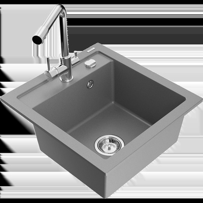 Vito мивка от гранит с 1 отделение и кухненски смесител Duero, сив - 6503-71-671600-00 (6503-71-671600-00)