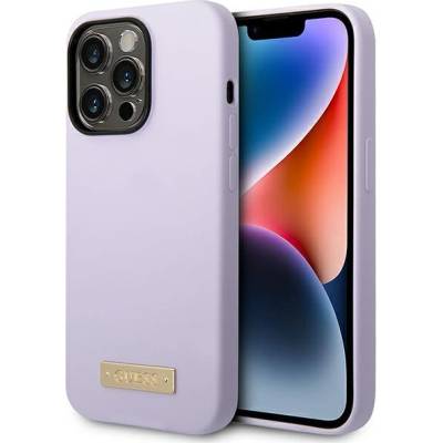 GUESS Кейс Guess GUHMP14LSBPLU за iPhone 14 Pro 6.1"", лилав / лилав, твърд, Silicone Logo Plate MagSafe (GUE002909-0)