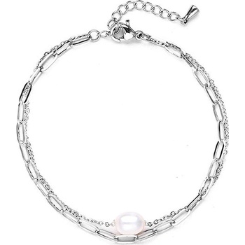 Meucci Vrstvený ocelový náramek s perlou - DB576