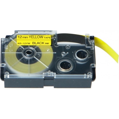 Compatible Съвместима лента с Casio XR-12YW1, 12mm x 8m черен печат / жълт фон (XR12YW)