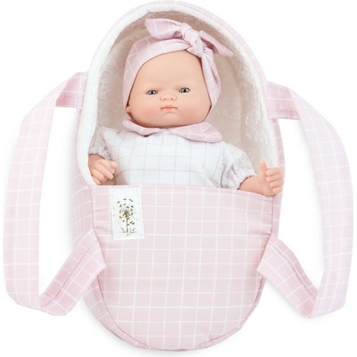 Marina & Pau Realistická holčička Petruška v růžové přenosné tašce Suenecitos Cuna 26 cm