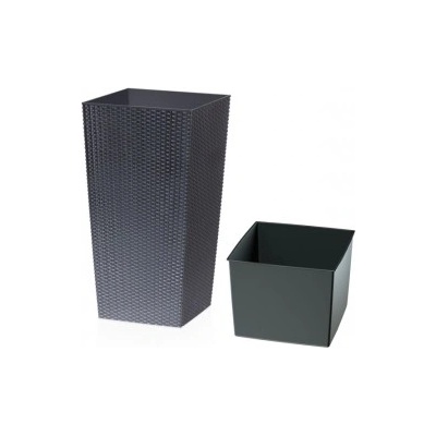 Plastový kvetináč DRTS RATO RATAN mix farieb 26,5cm - antracit