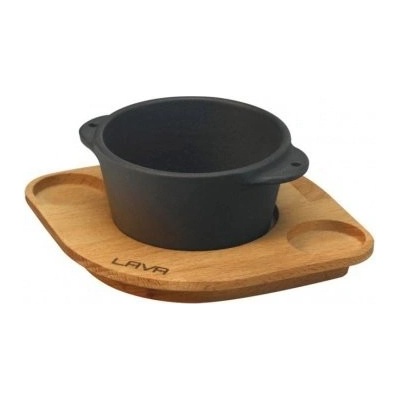 Lava Metal Litinová miska na souffle s dřevěným podstavcem 8 cm