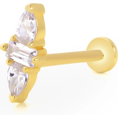 Lillian Vassago Zlatý piercing labreta se zirkony LLV92-GPI026LB