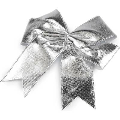 Vánoční mašle metalická - (13x12 cm) stříbrná