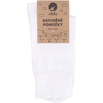 Vlnka bavlnené ponožky s voľným lemom biele