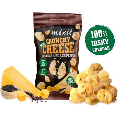 MIXIT Křupavý sýr do kapsy irský cheddar a černý pepř 20 g – Zboží Dáma