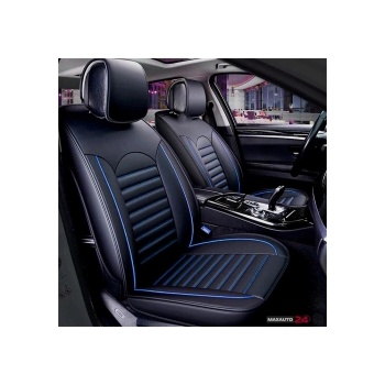 Paolo Комплект кожени универсални калъфи за седалки 2бр/к-т - Черно със синьо