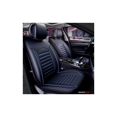 Paolo Комплект кожени универсални калъфи за седалки 2бр/к-т - Черно със синьо