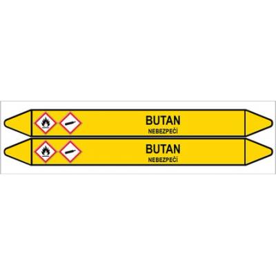 Značení potrubí, butan,2 ks, 450 × 52 mm PZ 007392