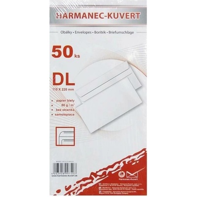 Harmanec-Kuvert Poštové obálky DL samolepiace, 50 ks
