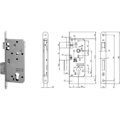 БРАВА СЕКРЕТНА С ЕЗИК r85 e50 ЗАОБЛ. Ч. ПЛ. 240Х22 БЕЗ Н- (210n503 w/o strike cromo)