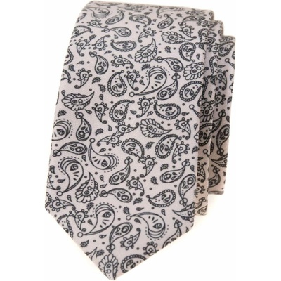 Kravata slim s paisley motívom smotanová