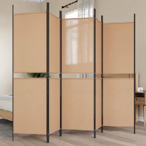 vidaXL 5- панелен разделител за стая Бежово 250 x 180 cm Текстил (42039217)